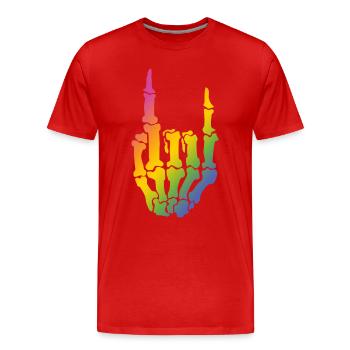 Peace Love Metal Regenbogenfarbe - Musik - Männer Premium Bio T-Shirt - Rot - Vorne - Damien (186cm)