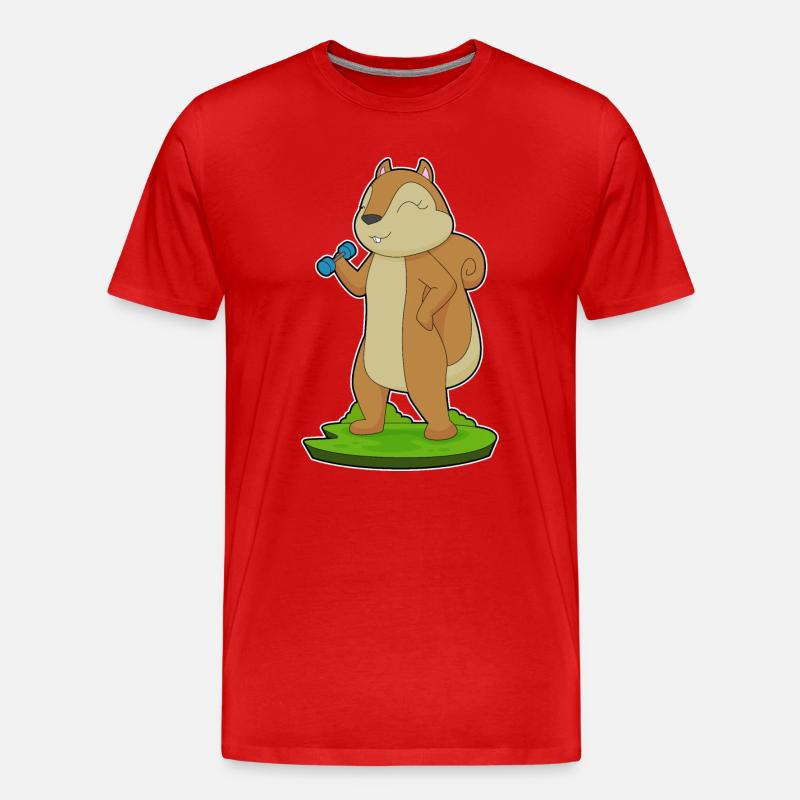 Bodybuilder Écureuil avec haltères - T-shirt bio Premium Homme - rouge
