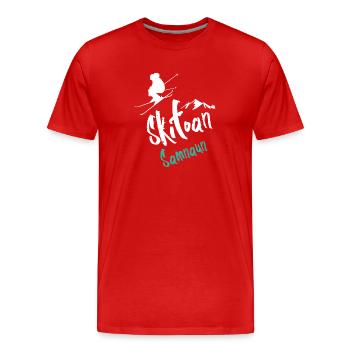 Skifahren Samnaun - Männer Premium Bio T-Shirt - Rot - Vorne - Damien (186cm)