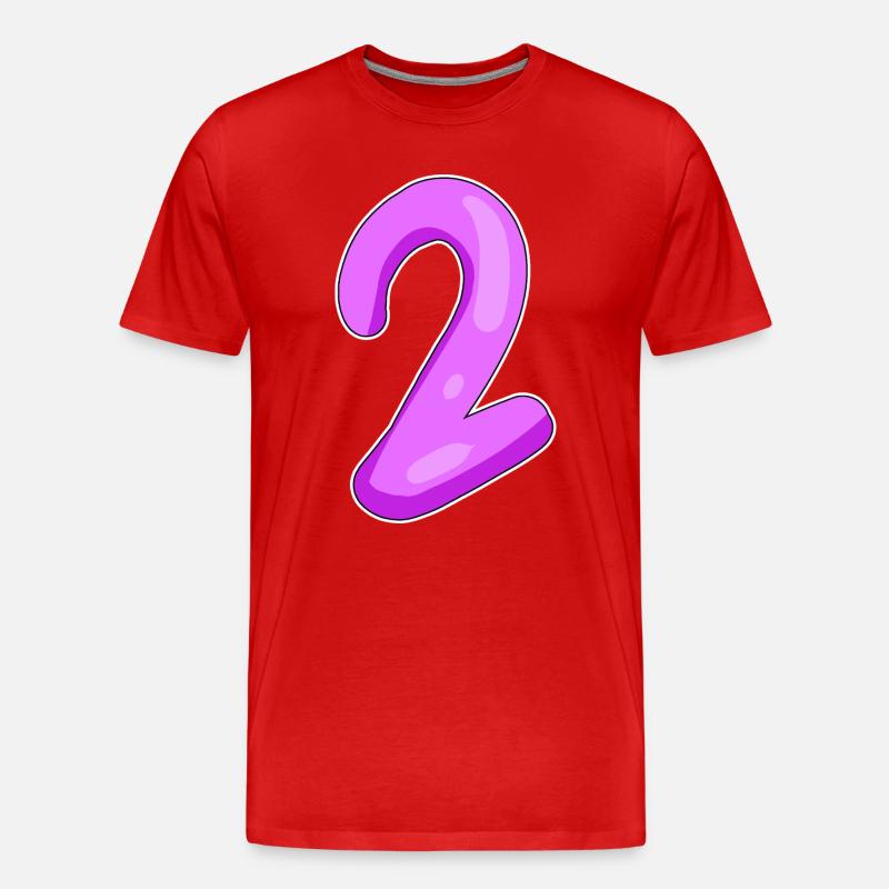 Zwei - 2 - Nummer Zahl - Männer Premium Bio T-Shirt - Rot