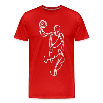 Basketball Skizze - Männer Premium Bio T-Shirt - Rot - Vorne - Damien (186cm)
