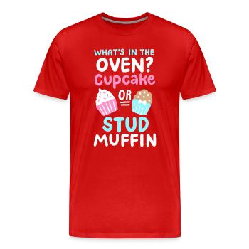 Cupcake oder Stud Muffin Gender Reveal Party - Männer Premium Bio T-Shirt - Rot - Vorne - Damien (186cm)