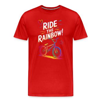 Conception vibrante de vélo arc-en-ciel - T-shirt bio Premium Homme - rouge - Devant - Damien (186cm)