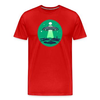 Visiteurs OVNI - T-shirt bio Premium Homme - rouge - Devant - Damien (186cm)