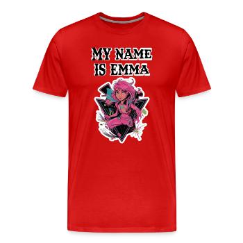Mein Name ist Emma 2026 - Männer Premium Bio T-Shirt - Rot - Vorne - Damien (186cm)