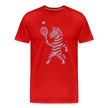 Minimalist Zebra Tennis Player Silhouette - Men's Premium Organic T-Shirt - red - Front - Damien (186cm)