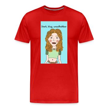 Une forte indépendance - T-shirt bio Premium Homme - rouge - Devant - Damien (186cm)