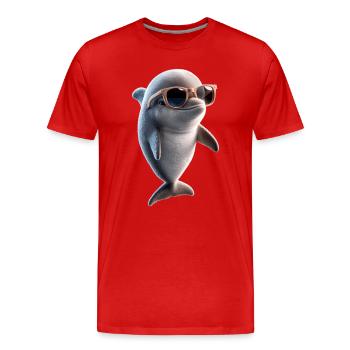 Dauphin Plongeur Dauphins Océan Dauphins mignons Dauphin - T-shirt bio Premium Homme - rouge - Devant - Damien (186cm)