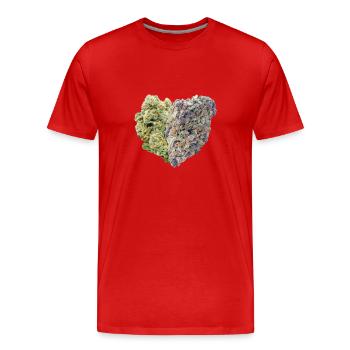 Weed Bud Cannabis Heart Love 420  - Männer Premium Bio T-Shirt - Rot - Vorne - Damien (186cm)