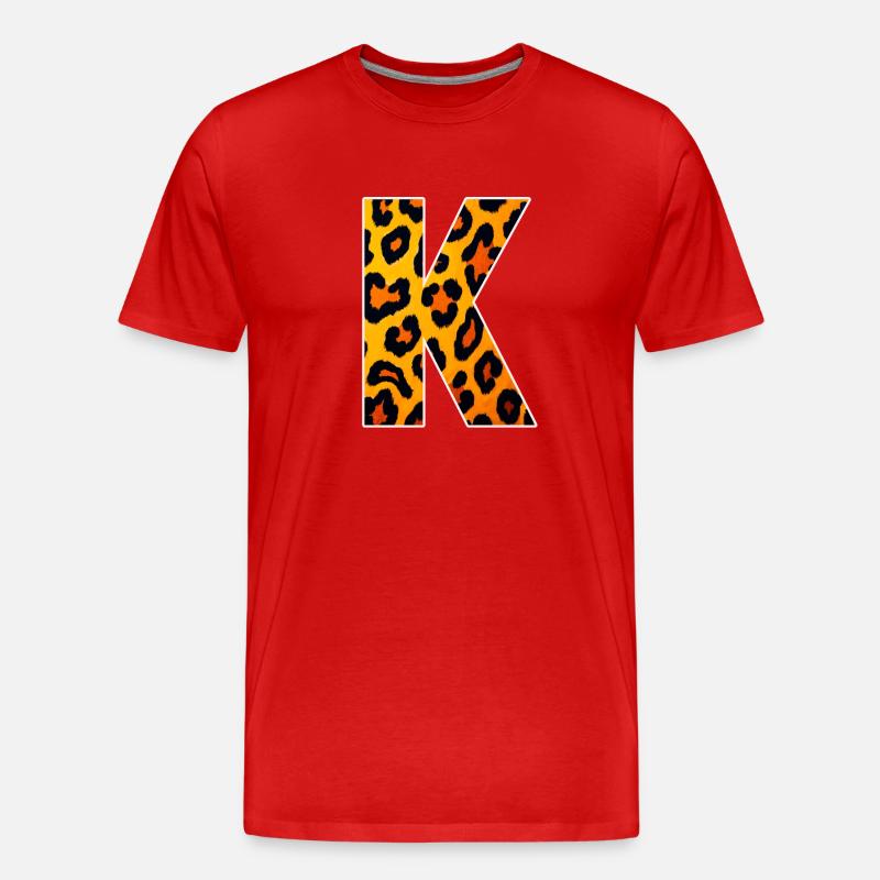 Leopardischer Buchstabe K - Männer Premium Bio T-Shirt - Rot