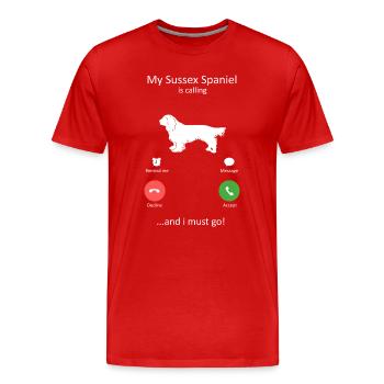 Chien espagnol du Sussex appelant chien Maman Chien Papa de chien - T-shirt bio Premium Homme - rouge - Devant - Damien (186cm)