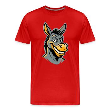 Âne souriant espiègle - T-shirt bio Premium Homme - rouge - Devant - Damien (186cm)