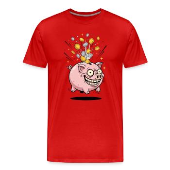 Pluie de pièces de tirelire - T-shirt bio Premium Homme - rouge - Devant - Damien (186cm)