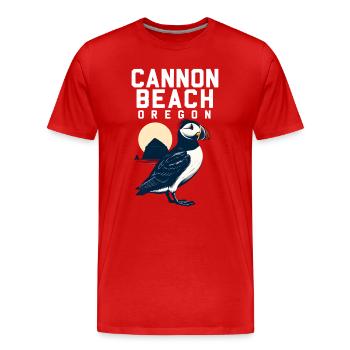 Cannon Beach Oregon Sunset - Men's Premium Organic T-Shirt - red - Front - Damien (186cm)