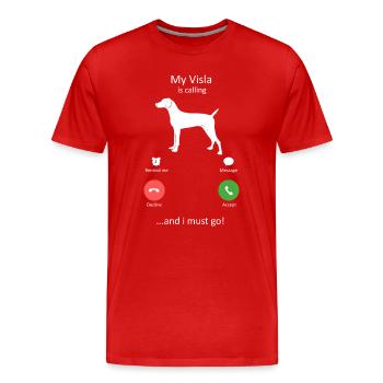 Vizsla Calling Funny Incoming Phone Screen - Men's Premium Organic T-Shirt - red - Front - Damien (186cm)