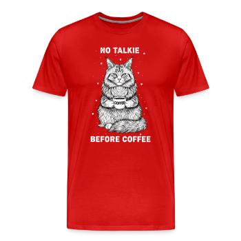 Pas de conversation devant un chat amateur de café - T-shirt bio Premium Homme - rouge - Devant - Damien (186cm)
