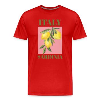 Italie Vacances en Sardaigne plage Citrons Sardaigne - T-shirt bio Premium Homme - rouge - Devant - Damien (186cm)