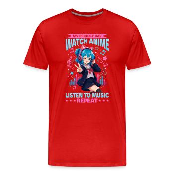 Anime et musique Chibi - T-shirt bio Premium Homme - rouge - Devant - Damien (186cm)