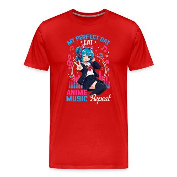 Anime et musique Chibi - T-shirt bio Premium Homme - rouge - Devant - Damien (186cm)