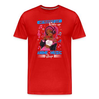 Anime and Music Chibi Black Girl - Männer Premium Bio T-Shirt - Rot - Vorne - Damien (186cm)