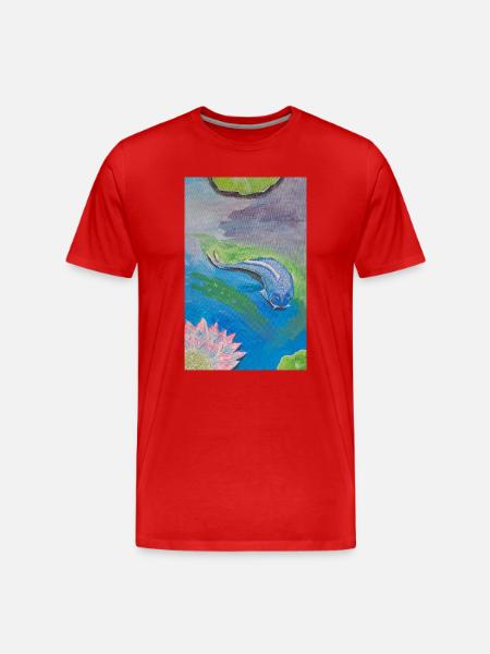 Blue tropical fish over lotus - Men's Premium Organic T-Shirt - red
