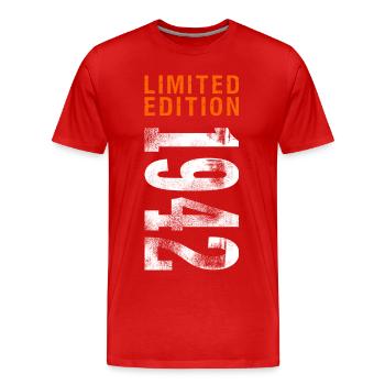 1942 born - Men's Premium Organic T-Shirt - red - Front - Damien (186cm)