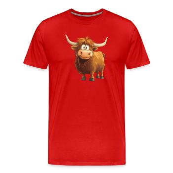 Highland cattle - Men's Premium Organic T-Shirt - red - Front - Damien (186cm)