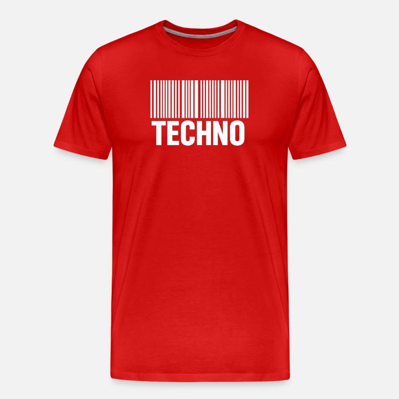 Modèle de code-barres techno - T-shirt bio Premium Homme - rouge