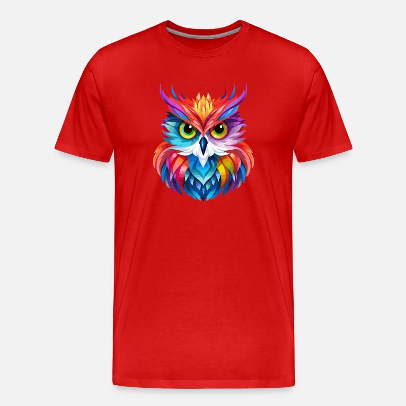 Buntes Eulen Design - Männer Premium Bio T-Shirt - Rot