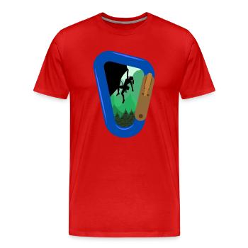 Bouldering Rock Climbing - Men's Premium Organic T-Shirt - red - Front - Damien (186cm)