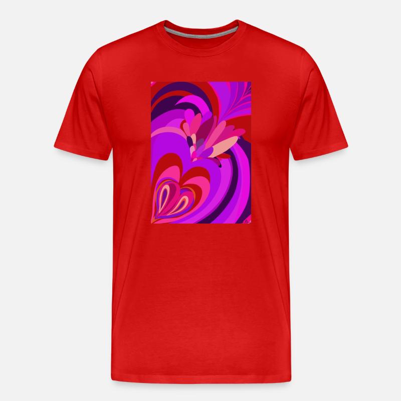 Psychedelisches Herz - Männer Premium Bio T-Shirt - Rot