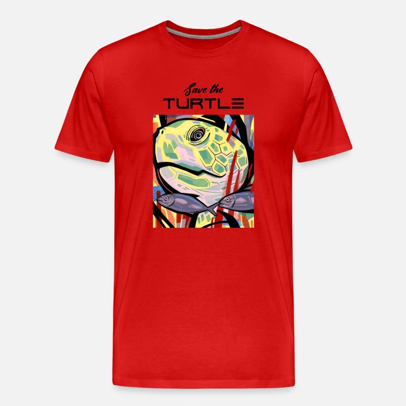 Turtle art work design - Männer Premium Bio T-Shirt - Rot