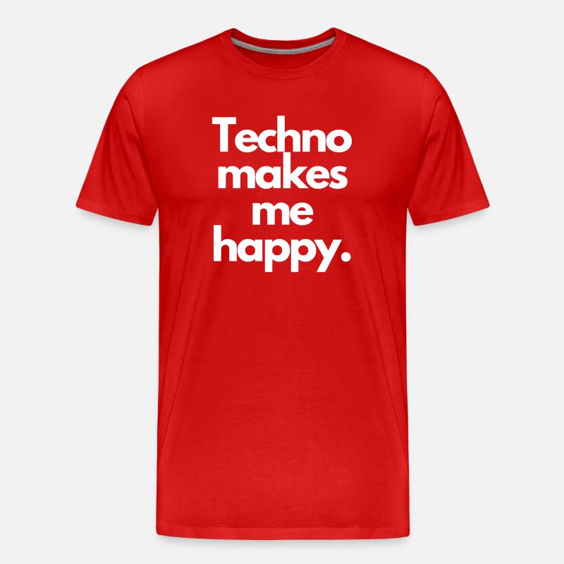 Techno makes me happy - Männer Premium Bio T-Shirt - Rot