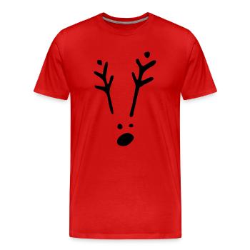 Rudolf 1c Xmas - Männer Premium Bio T-Shirt - Rot - Vorne - Damien (186cm)