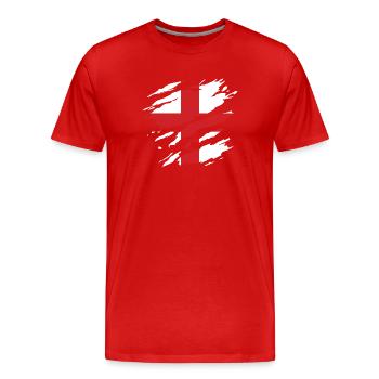 England - National flag, scratches, cracks - Men's Premium Organic T-Shirt - red - Front - Damien (186cm)