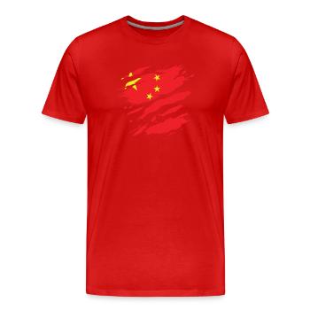 China - National flag, scratches, cracks - Men's Premium Organic T-Shirt - red - Front - Damien (186cm)