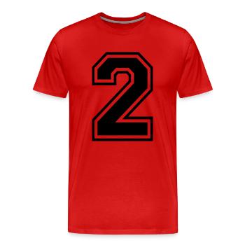 Nummer 2 - Männer Premium Bio T-Shirt - Rot - Vorne - Damien (186cm)