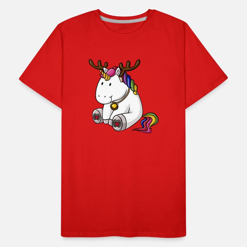 Weihnachts Einhorn Männer Premium Bio T-Shirt