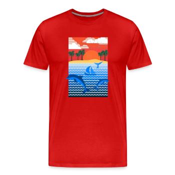 Paysage (paradis) - T-shirt bio Premium Homme - rouge - Devant - Damien (186cm)