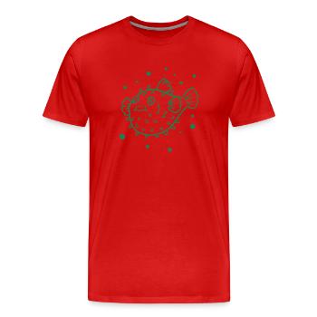 Poisson-globe épais - T-shirt bio Premium Homme - rouge - Devant - Damien (186cm)