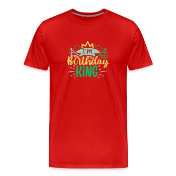 I'm the Birthday KING - Männer Premium Bio T-Shirt - Rot - Vorne - Damien (186cm)