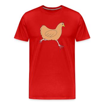 Laufendes Huhn - Männer Premium Bio T-Shirt - Rot - Vorne - Damien (186cm)