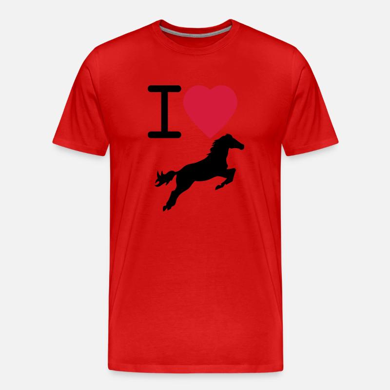 I love Horses - Männer Premium Bio T-Shirt - Rot