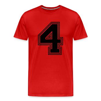 4_number_4_(s31) - Men's Premium Organic T-Shirt - red - Front - Damien (186cm)