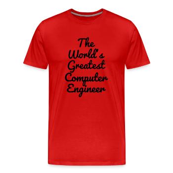 Computer / Informatiker / Aussenseiter / Ingenieur - Männer Premium Bio T-Shirt - Rot - Vorne - Damien (186cm)