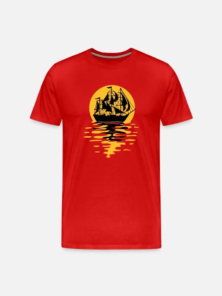 Sailing ship silhouette design - Men's Premium Organic T-Shirt - red