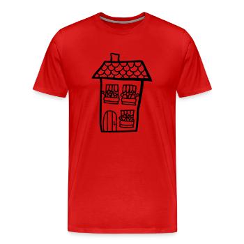 Kinder Haus Gemalt - Männer Premium Bio T-Shirt - Rot - Vorne - Damien (186cm)