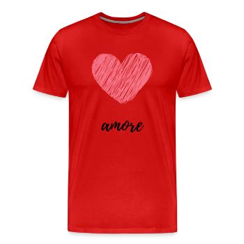 Amore - Männer Premium Bio T-Shirt - Rot - Vorne - Damien (186cm)