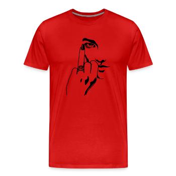 Funny Middle Finger Wedding Ring Engagement Gift - Men's Premium Organic T-Shirt - red - Front - Damien (186cm)