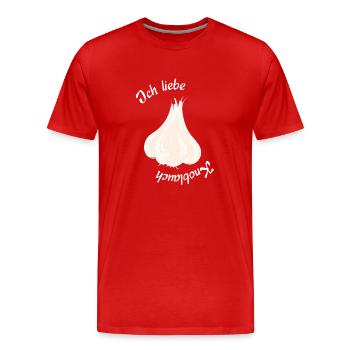 Ich liebe Knoblauch - Männer Premium Bio T-Shirt - Rot - Vorne - Damien (186cm)
